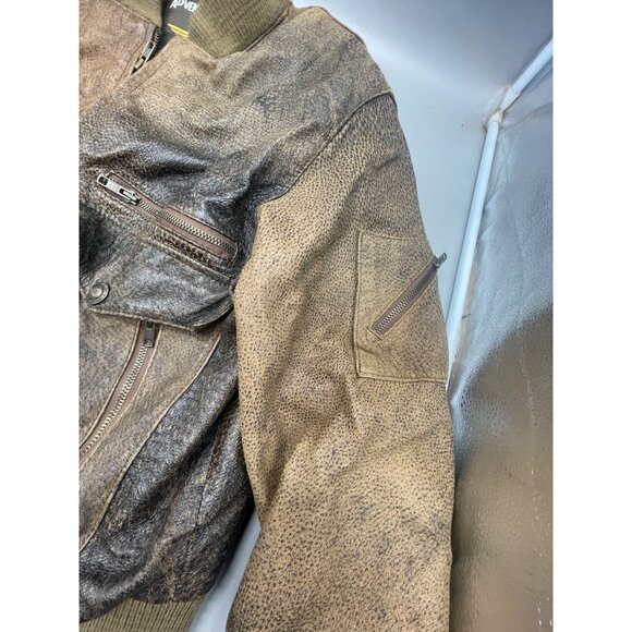 vintage adventure bound leather jacket aviator's brown Harley Davidson L READ - Picture 5 of 8